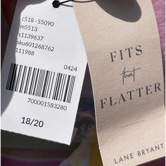 Lane Bryant No-Peek Collection Womens Striped Button Down Shirt Size 18/20 Linen - Picture 6 of 8